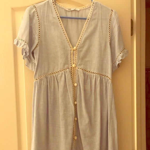 Zara Dresses & Skirts - Zara baby blue Shirtdress XS